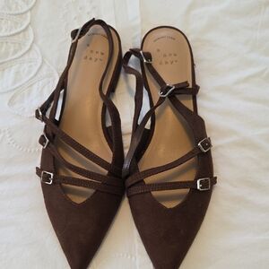 A New Day Women's Dark Brown Strappy Loafers. New W/O Tags